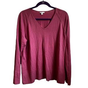 J. Jill Silk and Cotton v-neck sweater dusty rose pink size large